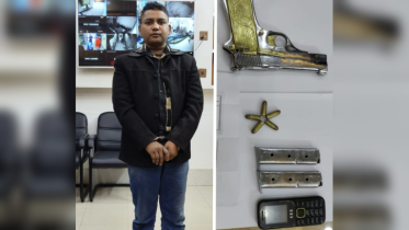 চাঁপাইনবাবগঞ্জ মহানন্দা টোল প্লাজা চেকপোষ্টে পিস্তল-গুলিসহ আটক ১