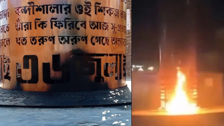 ফেনীতে জুলাই শহীদ স্মৃতিস্তম্ভে আগুন