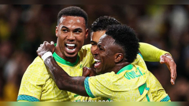 এস্তেভাও–ক্যাসেমিরোর জোড়া আঘাতে সহজ জয় ব্রাজিলের