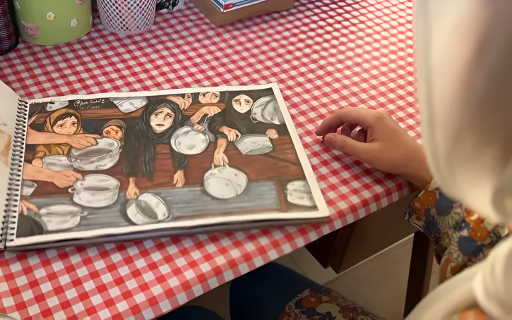 কিশোরীর রংতুলির আঁচড়ে গাজার করুণ চিত্র